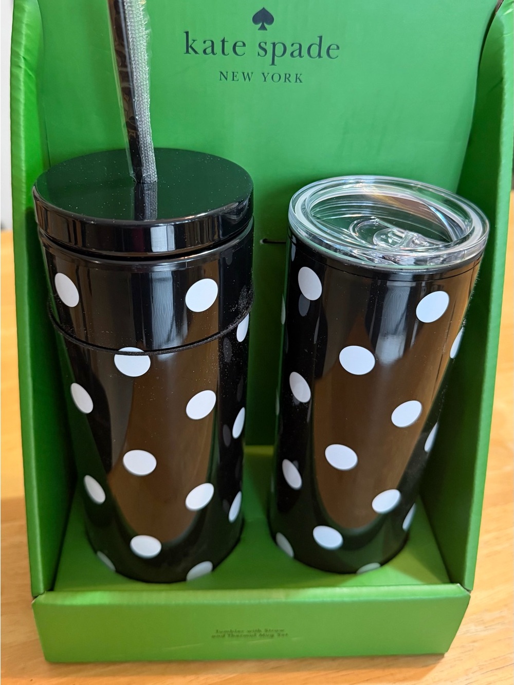 Kate Spade ♠️ NY white polka dot Tumbler Set NWT - Picture 4 of 6